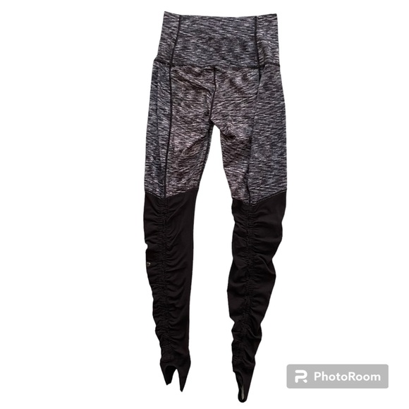 Lululemon Leggings Wunder Under Stirrup Ruched High Rise Black Gray Size… - Picture 3 of 9